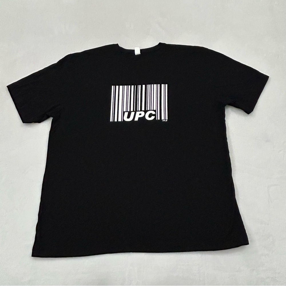 UPC v1.0 Barcode MMA UFC Black Graphic Logo Short Sleeve Tee Shirt Men’s XXL